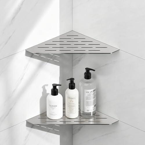 10 Corner Shower Shelf, Brushed Nickel, 2 Pack