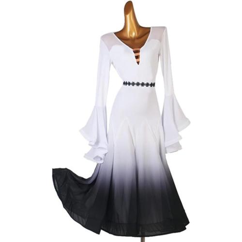 Size M /L ..V Neck Ballroom Dance Dresses for Women Waltz Competition Costumes Flamenco National Standard Performance Dress