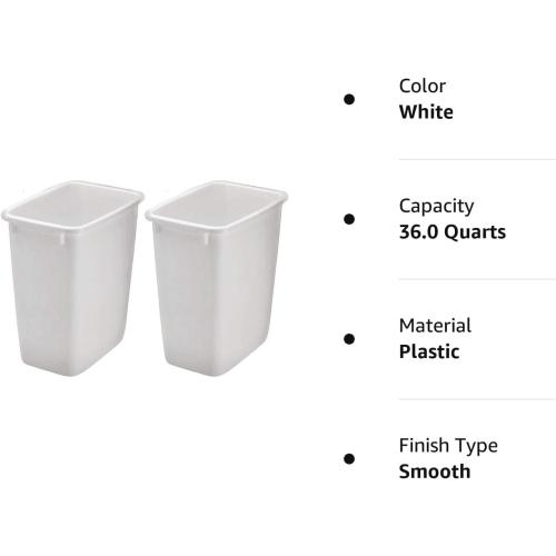 Rubbermaid 2806TP-WHT 36QT Open Wastebasket, White (Pack of 2)