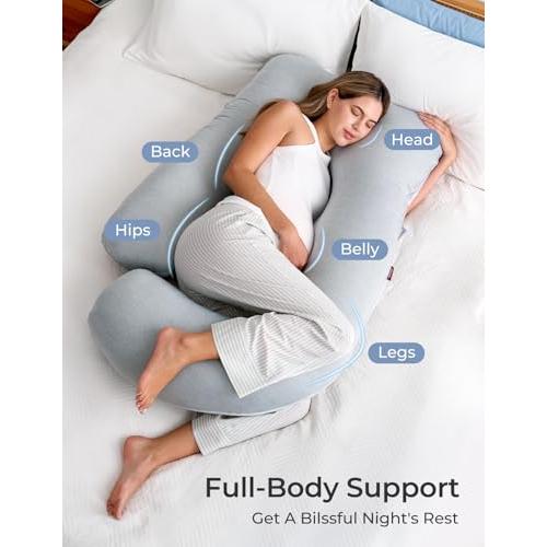 Momcozy Pregnancy Pillow for Sleeping - U Shaped Full Body Maternity Pillow