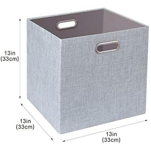 Posprica 3X Thicker Fabric Storage Cubes 13 inch Collapsible Storage Bins for Organization, Cubby Storage Baskets for Organizing Shelf Cabinet Bookcase Boxes, Set of 4, Sliver Grey