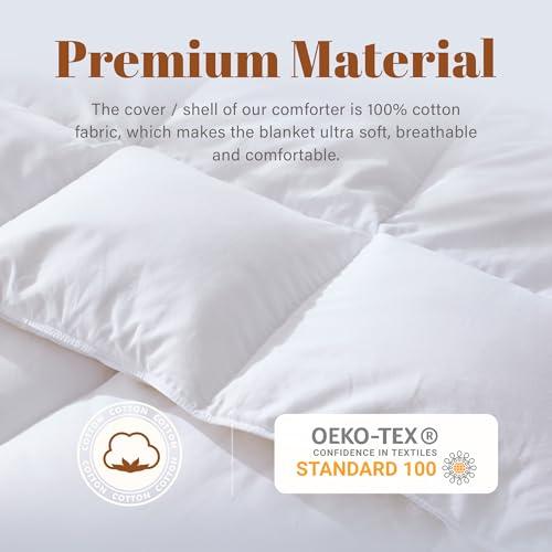 Cosybay Feather and Down Fiber Comforter Insert Cal King, 100% Cotton Cover