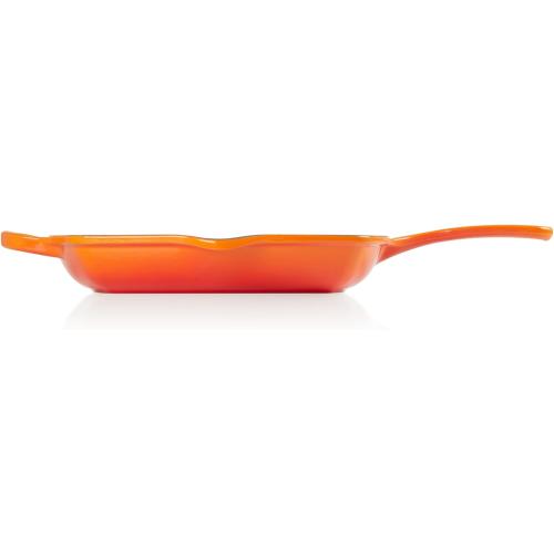 Le Creuset Enameled Cast Iron Signature Square Skillet Grill, 10.25, Flame