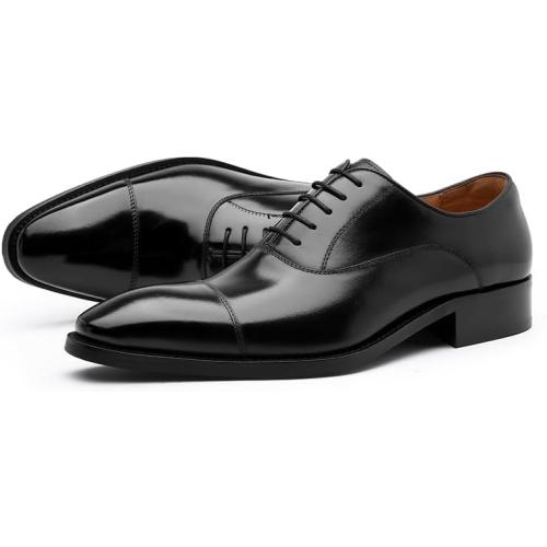 DESAI Men’s Dress Shoes with Genuine Leather in Classic Formal Oxford Leather Shoes for Men 9.5