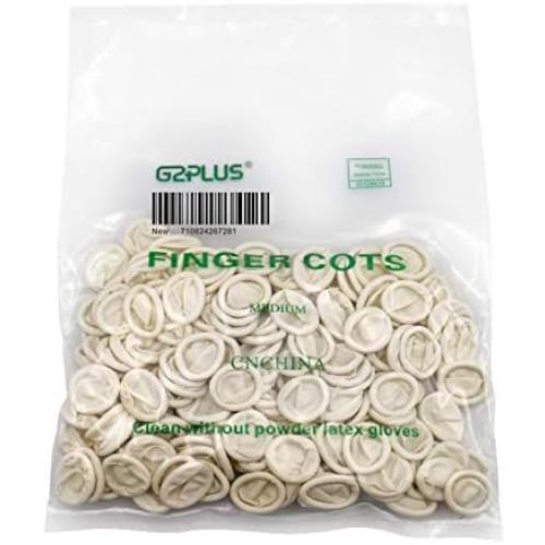 G2PLUS Disposable Latex Finger Cots Rubber, 140g(Approx 205PCS) Fingertips Protective Finger Art Latex Tissue Finger Cot (White)