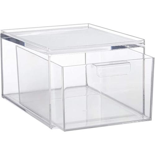 Alipis Drawer Storage Organizer Stackable Storage Drawers for Desktop Laundry‼️item dimensions vary 1 big and 1 small container great for laundry area or office (light scratches on outer edges‼️