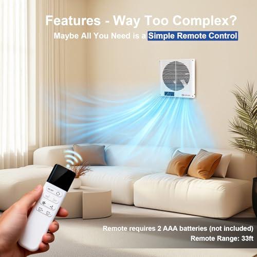 8 Room to Room Fan with Remote, Reversible Through Wall Fan for Quietly Circulating Air, 320 CFM Through the Wall Fan with Temperature Control, Durable Build Quality, In Wall Fan for Closet, Laundry