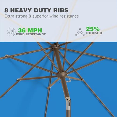 9 FT Patio Umbrella for Outdoor, Outdoor Umbrella with Push Button Tilt and Crank, Outdoor Patio Umbrellas with 8 Sturdy Ribs for Market, Garden, Deck, Backyard, Pool (Royal Blue)