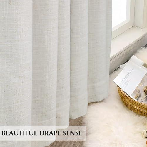 Size 94 inches Color White 100% Blackout Curtains 94 inches Long, Pinch Pleated Linen Blackout Curtains Thermal Insulated Room Darkening Window Curtains & Drapes for Bedroom Living Room W60 x L94 Beige White, 1 Panel