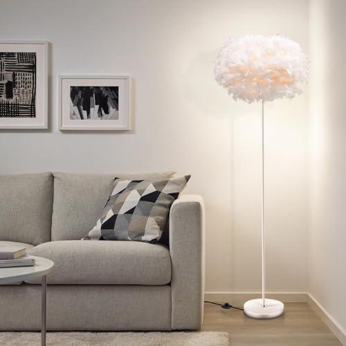 Feather Floor Lamp,Floor Lamps for Living Room,Home Office Bedroom Decor,Floorlamp with White Lampshade,Modern Tall Standing Lamp for Dinningroom,Behind Couch,Girls'room,Corner