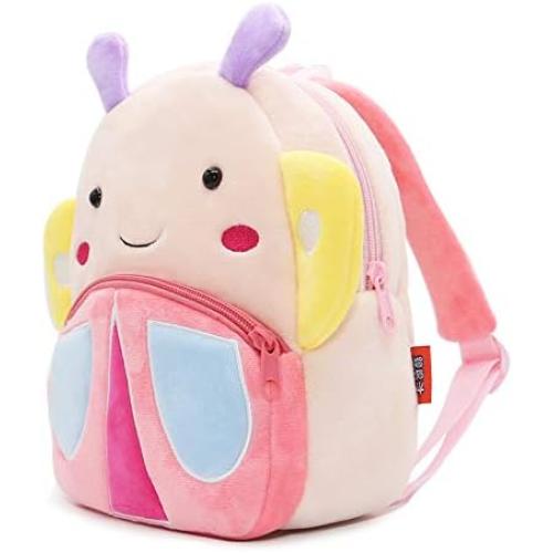NICE CHOICE Cute Toddler Backpack Toddler Bag Plush Animal Cartoon Mini Travel Bag for Baby Girl Boy 2-6 Years(Colorful Butterfly)