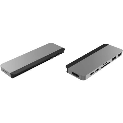 Hyper - New HyperDrive Duo 7-in-2 Hub - USB-C for MacBook Pro/Air - HDMI 4K60Hz HDR, USB-C 40Gbps 100W PD, USB-A 5Gbps, MicroSD/SD 3.0 UHS-I 104MB/s, 2 x USB-A 5Gbps - Space Gray