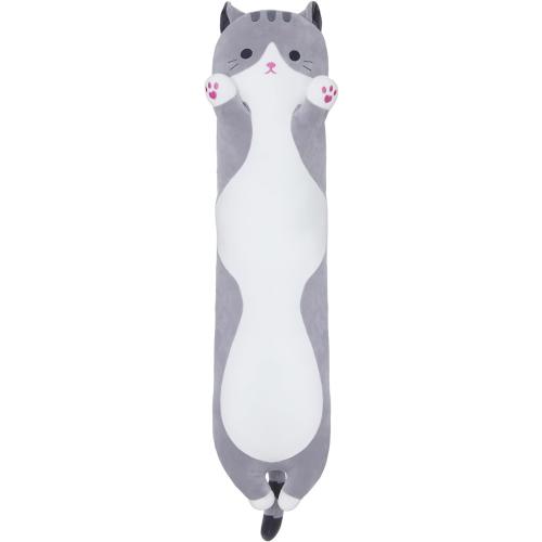 Long Cat Body Pillow for Kids, Cute Cat Stuffed Animals Gifts for Girls, Long Cat Plush Toy for Birthday, Soft Cat Plushies Pillow (Grey, 19.6in/50cm)
