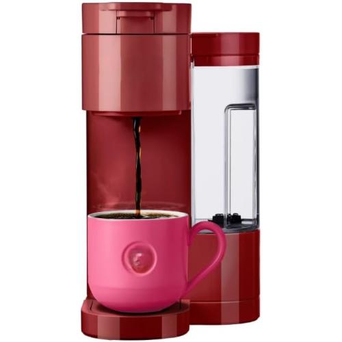 KeuriigK K Express Essentials Single Serve K Cup Pod Coffee Maker, 3 cup sizes (6, 8, and 10oz), Fast Fresh Brew, 30oz Removable Water Reservoir (Red)