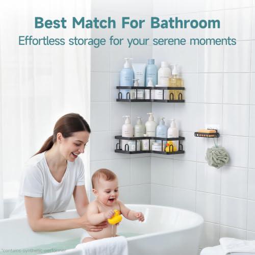 Veken Corner Shower Caddy 3-Pack, Advanced Rustproof Design&Stable Storage