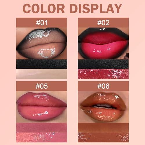 Lip Liner & Gloss Lipstick Combo - 2 in 1 Dual-Ended Lip Combo Set, Nude Brown Velvet Matte Lip Liner & Buildable Light Brown Glowy Lip Gloss Kit for Women, Long Wear Shiny Plumping Finish, 06