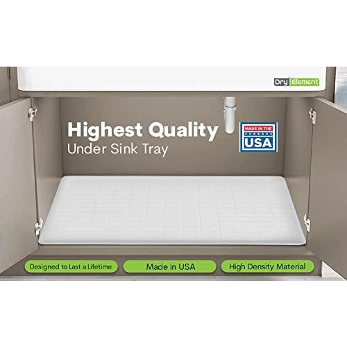 Waterproof 3  Gallon Under Sink Cabinet Mat/Liner Protector for Kitchen and Bathroom Vanity - 33 x 21 - White - Made in USA
