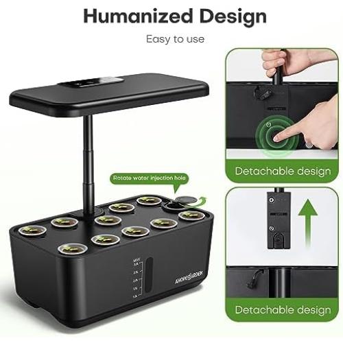 Ahopegarden Indoor Garden Hydroponics Growing System: 10 Pods Plant Germination Kit Aeroponic Herb Vegetable Growth Lamp Countertop with LED Grow Light - Hydrophonic Planter Grower Harvest Lettuce