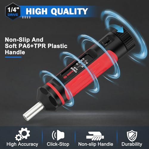 VANPO Torque Screwdriver 15-75 in-lb, 1/4 Drive Precision Driver Set