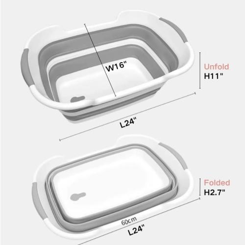 Collapsible Pet Bathtub with Water Drain Plug, Foldable Bathtub for Puppy Small Dogs Cats, Portable & Space Saving Design, BPA Free, Grey