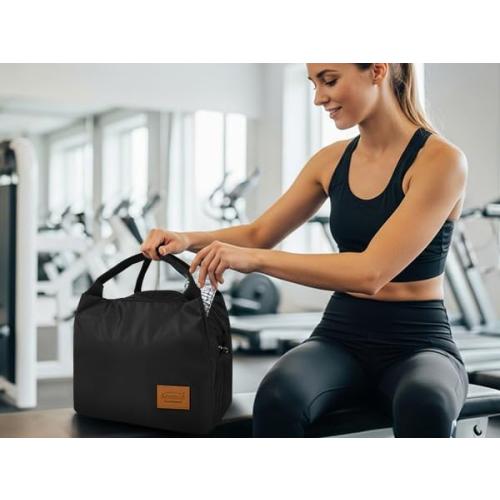 Aosbos Black Lunch Bag Women Insulated Lunch Bags for Adult Lunch Box for Women Lunchbox Lunch Tote Bento Box Cooler Bag for Work Office Picnic