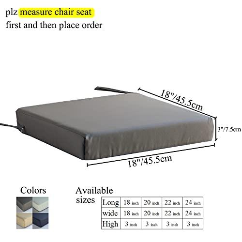 Color Grey Patio Chair Cushions Non Slip Bottom Chair Pad with Ties Set of 2 Waterproof Square Outdoor Seat Cushion Replacement for Garden Swing Furniture