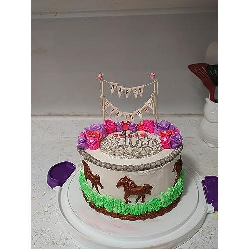 Happy Birthday Cake Topper Cake Topper Garland with Pink Rose