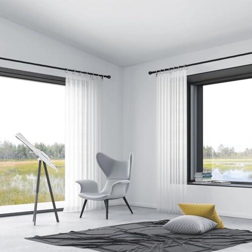 Thestoa 2 pack Black Curtain Rods for Windows 48 to 92 inch, Adjusts Length by Splicing, 5/8 Diameter Matte Black Small Curtain Rods for Bedroom, Living Room, Kitchen, Outdoor, Farmhouse