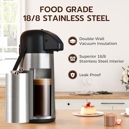 Coffee Carafe for Keeping Hot, 102OZ / 3L Airpot Coffee Dispenser with Pump
