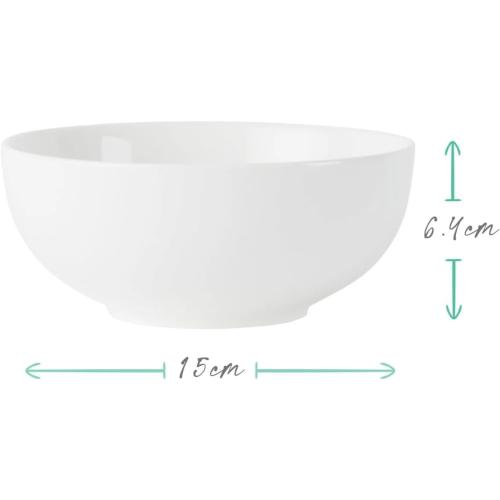 Set of 12 Anders and White 'Coupe' - White Vegan Friendly Bone China Dinner Set. 12 Pieces Dinnerware Set. Contains 4X Dinner Plates, Side Plates and Bowls.