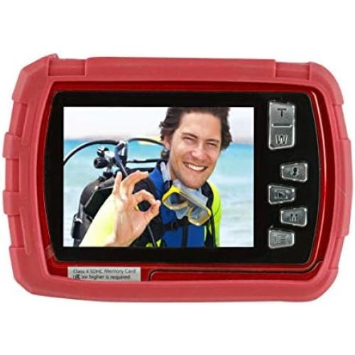 Polaroid IS048 Waterproof Instant Sharing 16 MP Digital Portable Handheld Action Camera, Red