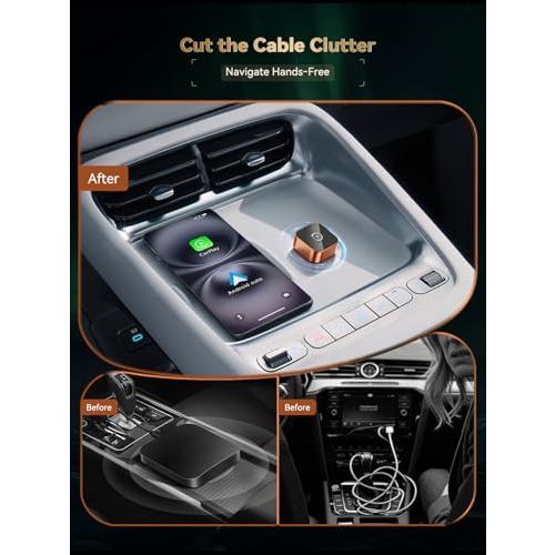 2026 Wireless CarPlay & Android Auto Adapter, 2-in-1 Mini Adapter for iPhone & Android, for USB-A/USB-C, Plug & Play, Fast Reconnect, Low Latency, Works with Most Cars with Wired CarPlay/Android Auto