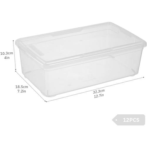 Clear Shoe Boxes 12 Pcs Plastic Storage Bins with Latching Lid Rectangular