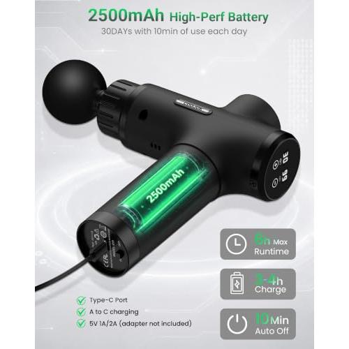 Massage Gun, Deep Tissue Percussion Massager 30 Speeds for Pain Relief