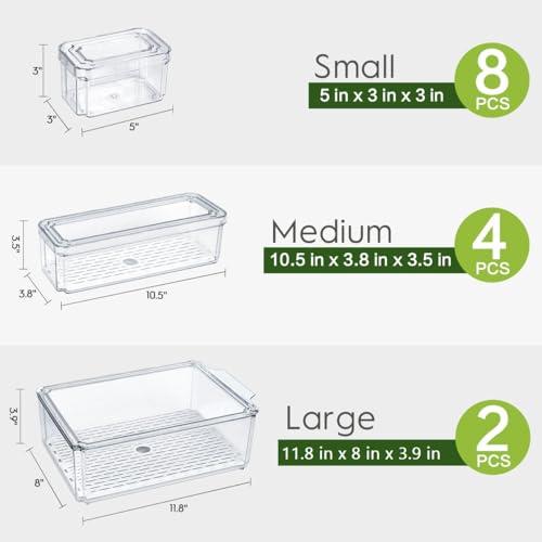 ZIJUND 14 Packs Fridge Organizers and Storage, Refrigerator Organizer Bins