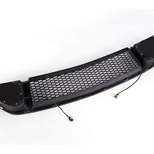 CHEDA Mesh Front Bumper Upper Hood Grille, Compatible With 2015-2017 Ford Mustang, With DRL LED White Light