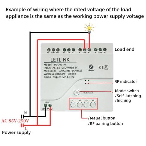 4 Channel Zigbee Smart Relay Switch,Smart Life/Tuya APP Remote Control,With Inching/Self-Lock/Interlock modle,Works with Tuya Zigbee Gateway (4CH Micro-Usb 5V/AC 110V)