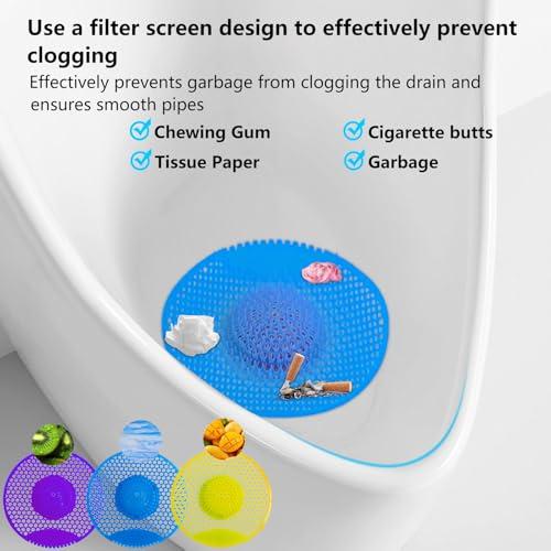 Urinal Screen Deodorizer 12 Pack,75-Day Fresh,Double-Sided Anti-Splash | Urinal Cakes,Anti-Splash & Anti-Clog,Ocean Breeze/Mango/Kiwi,Long-Lasting Freshness,Odor Control with Gloves for Men Bathroom