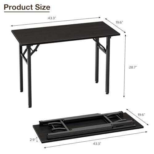 TEMI Small Computer Desk Folding Table - 43.3 Foldable Office Desk, No Assembly, Perfect for Small Spaces in Bedroom, or Apartment, Portable Mini Desk or Study Table Compact Design, Charcoal Wenge