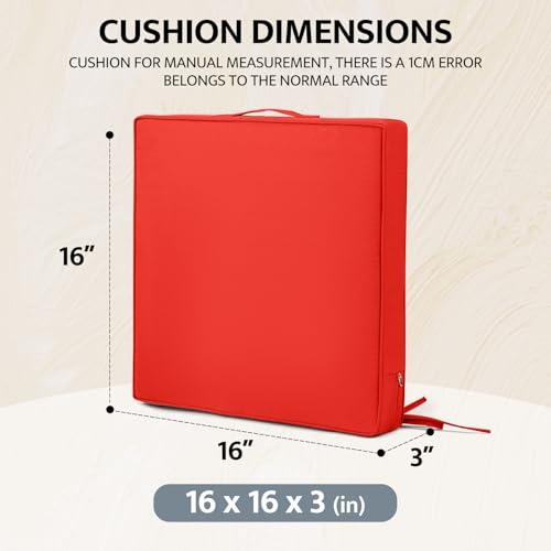 Size 16x16x3 Color Grey mudilun Outdoor Chair Cushions Set of 2 16x16x3 Inch Waterproof Patio Chair Cushions with Handle & Straps Outdoor Seat Cushions for Patio Furniture Garden Sofa Swing Wicker Chair Cushion