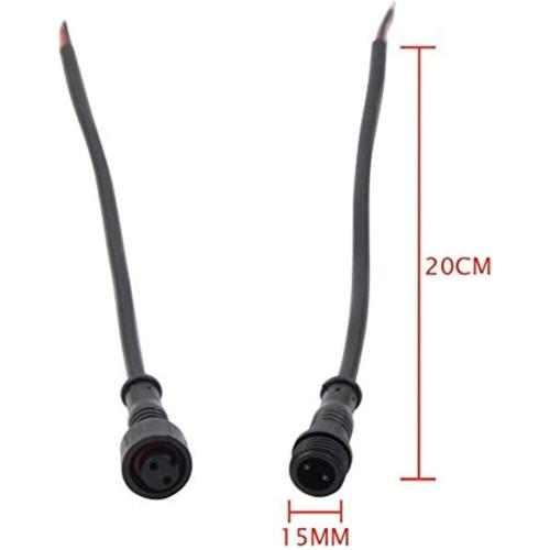 5Pairs 2pin Black Electrical Connector LED Connector for LED Lights 20cm Extension Cable 40cm/Pair 0.3mm² 15mm Nut