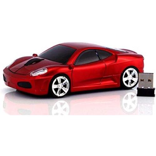 Jinfili Sleep Sport Car Shaped Wireless Computer Mouse Ergonomic Gaming Optical Mouse USB 2.4G Mini Receiver Office Accessories for PC Windows Laptop Notebook Mac