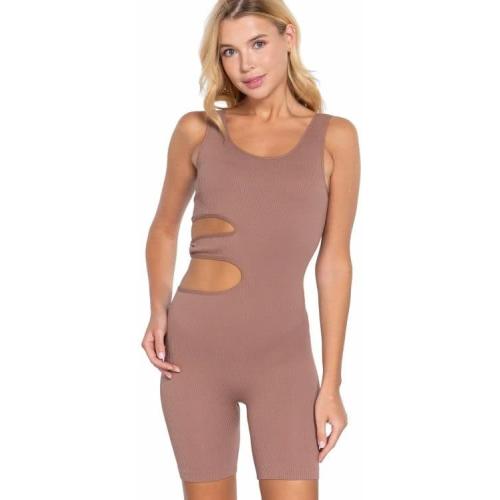 Size Small Womens Suave Cut-Out Seamless Bodysuit One Piece Sleeveless Tank Tops Shorts Rompers Jumpsuit Everyday Shaping Bodysuit