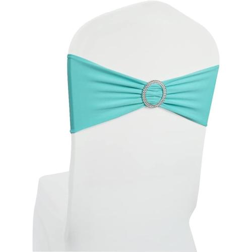 Spandex Chair Sashes Bands Stretch Chair Ties Bows with Buckle Slider for Wedding Party Banquet Decoration (Teal)…