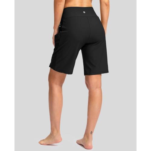 Size L ... Women's 9 Long Swim Board Shorts with Pockets High Waisted Knee Length Beach Swimming Shorts for Women with Liner