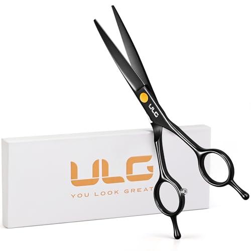 Hair Cutting Scissors, ULG Professional Hair Scissors 6.5” Right-Hand Razor Edge Barber Shears Salon Hair Cutting Shears Made of Japanese Stainless Steel, Hand Sharpened Black
