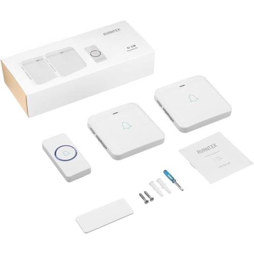AVANTEK Wireless Doorbell, D-3W Waterproof Door Chime Kit Operating at over 1300 Feet with 2 Plug-In Receivers, 52 Melodies, CD Quality Sound and LED Flash