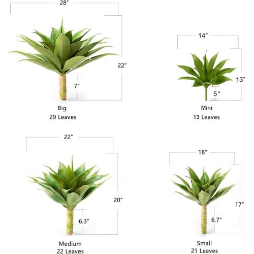 Velener Artificial Agave Plant,18 Inch, Faux Aesthetic Plants for Home Decor, Realistic UV Resistant Fake Agave Plants Without Pot, Set of 1