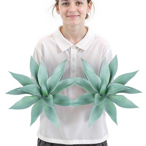 Velener Artificial Agave Plant Set,14 Inch (Blue)