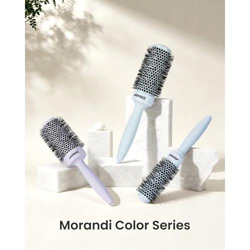 AIMIKE NaturaVol Round Brush for Blow Out,Nano Thermal Ceramic-Coated Round Hair Brush for Fine Hair,Fast Blow Dry for Smooth Salon-Style Finish at Home,Adds Volume,Teal (1.7Barrel,2.5with Bristles)